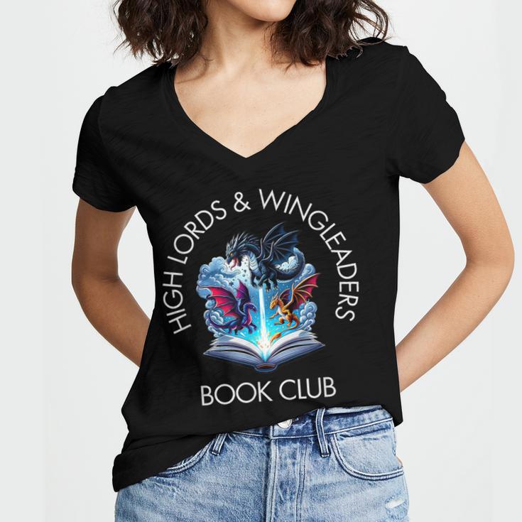 High Lords & Wingleaders Book Club Fantasy Storm Dragon Women's Jersey Short Sleeve Deep V-Neck Tshirt