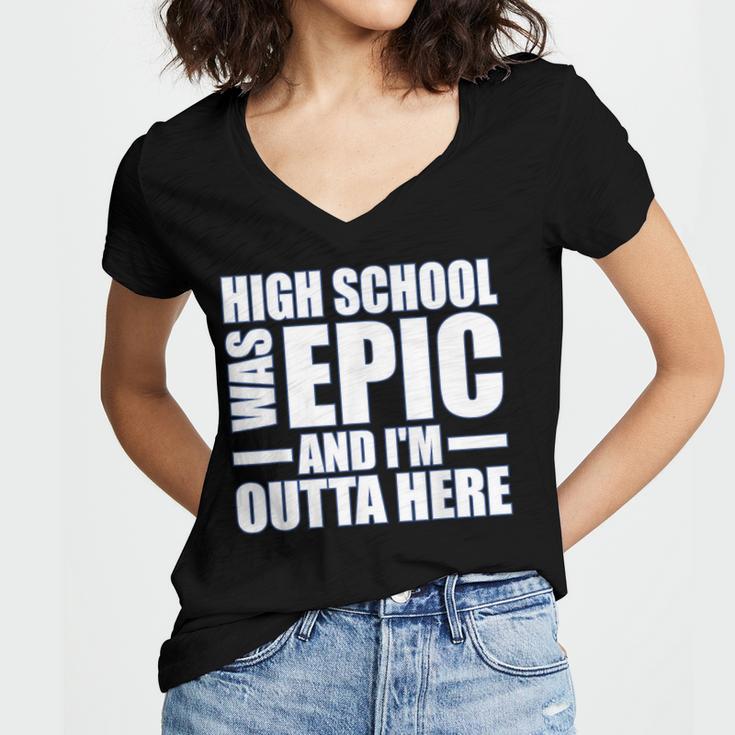 High School Graduate Graduation Party Meme Women's Jersey Short Sleeve Deep V-Neck Tshirt