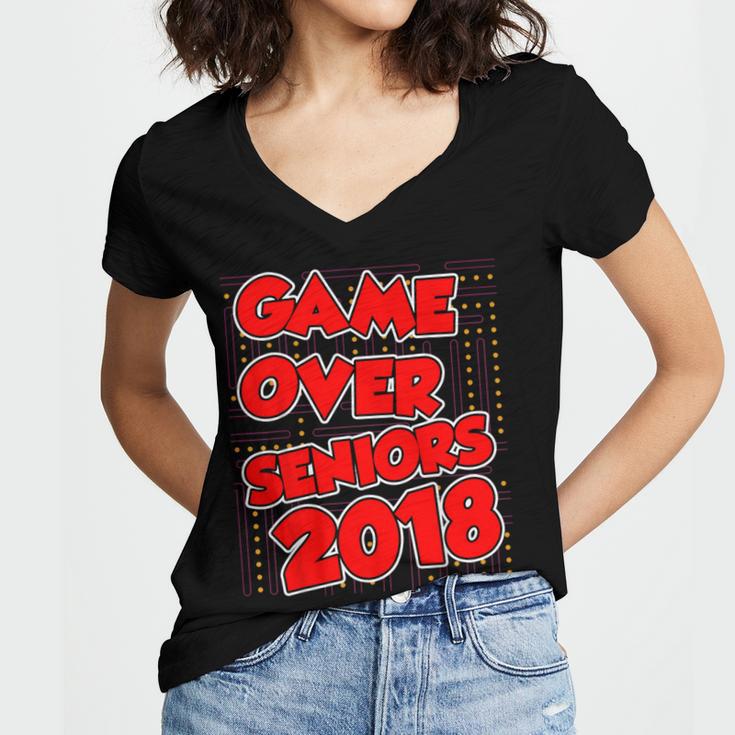 High School Graduation Tshirt Game Over Senior Class Of 2018 Women's Jersey Short Sleeve Deep V-Neck Tshirt