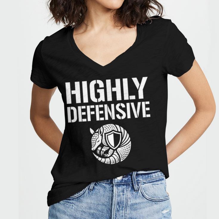 Highly Defensive Armadillo Shield Introvert Boundaries Women's Jersey Short Sleeve Deep V-Neck Tshirt Highly Defensive Armadillo Shield Introvert Boundaries Women's Jersey Short Sleeve Deep V-Neck Tshirt