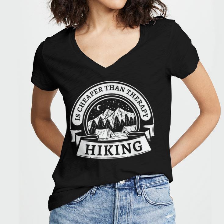 Hiking It's Cheaper Than A Therapy Introvert Shirt Women's Jersey Short Sleeve Deep V-Neck Tshirt Hiking It's Cheaper Than A Therapy Introvert Shirt Women's Jersey Short Sleeve Deep V-Neck Tshirt