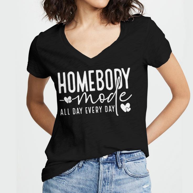 Homebody Introvert Cozy Trendy Indoorsy Homebody Women's Jersey Short Sleeve Deep V-Neck Tshirt