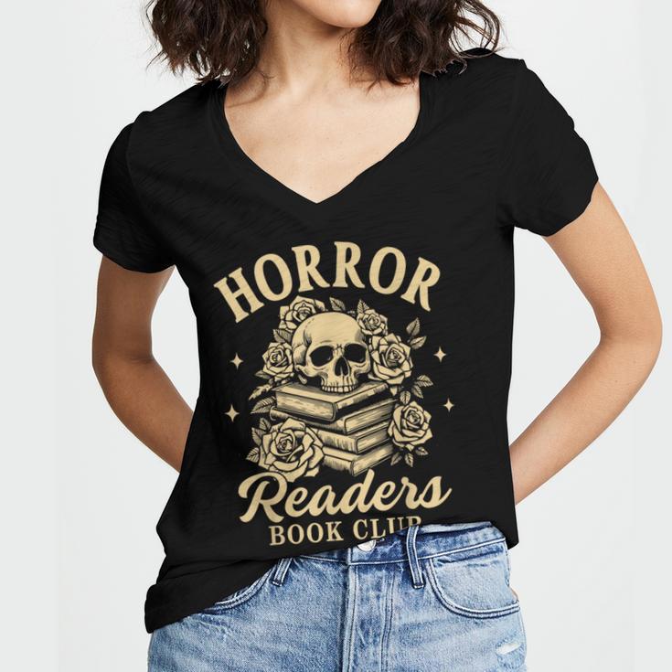 Horror Reading Spooky Vibes Bookish Horror Readers Book Club Women's Jersey Short Sleeve Deep V-Neck Tshirt Horror Reading Spooky Vibes Bookish Horror Readers Book Club Women's Jersey Short Sleeve Deep V-Neck Tshirt