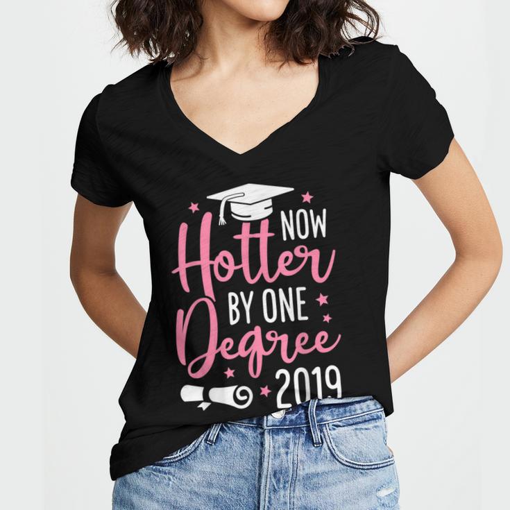 Now Hotter By One Degree 2019Shirt Graduation Women's Jersey Short Sleeve Deep V-Neck Tshirt