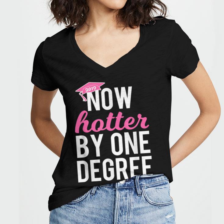 Now Hotter By One Degree Graduation T-Shirt Women's Jersey Short Sleeve Deep V-Neck Tshirt