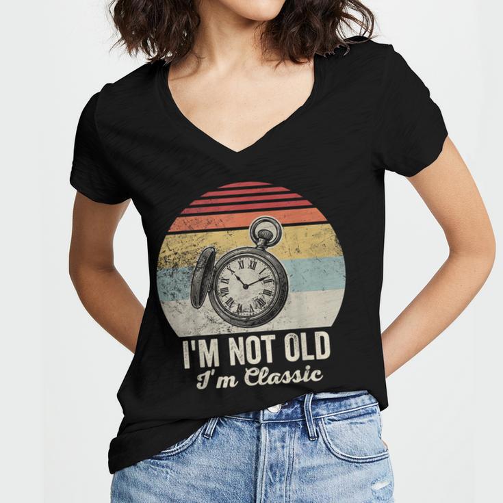 I'm Not Old I'm Classic Retro Nostalgia Statement Women's Jersey Short Sleeve Deep V-Neck Tshirt