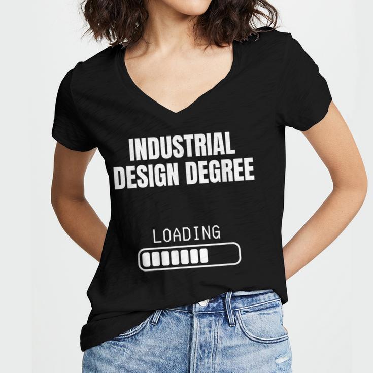 Industrial Degree Loading Student Graduation Women's Jersey Short Sleeve Deep V-Neck Tshirt