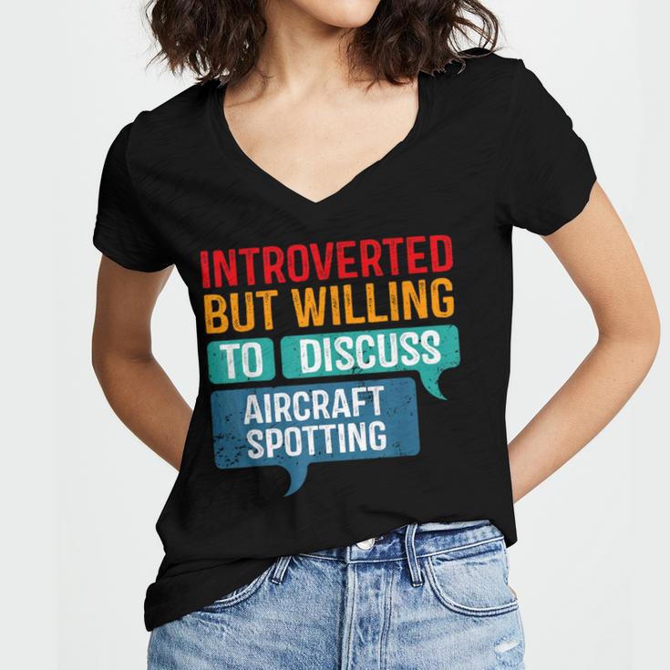 Introvert Aircraft Spotting Lovers Men & Women Women's Jersey Short Sleeve Deep V-Neck Tshirt