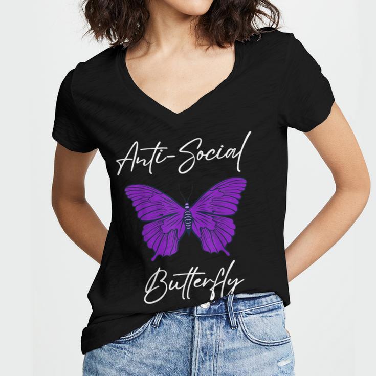 Introvert Antisocial Butterfly For Women Men Women's Jersey Short Sleeve Deep V-Neck Tshirt