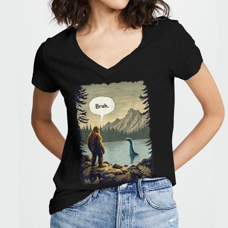 Introvert Bigfoot Sasquatch Loch Ness Monster Bruh Women's Jersey Short Sleeve Deep V-Neck Tshirt Introvert Bigfoot Sasquatch Loch Ness Monster Bruh Women's Jersey Short Sleeve Deep V-Neck Tshirt