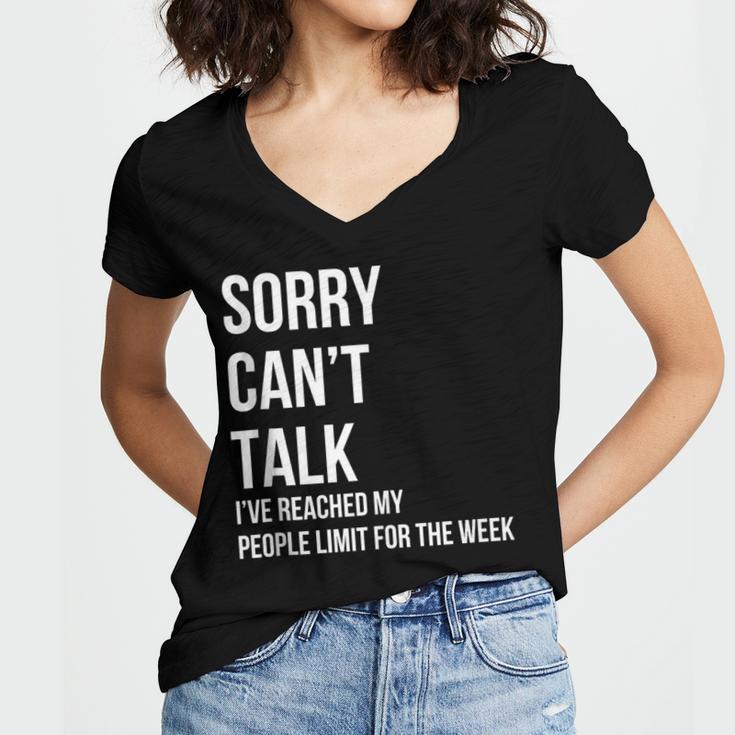 Introvert Can't Talk Reached People Limit For The Week Women's Jersey Short Sleeve Deep V-Neck Tshirt