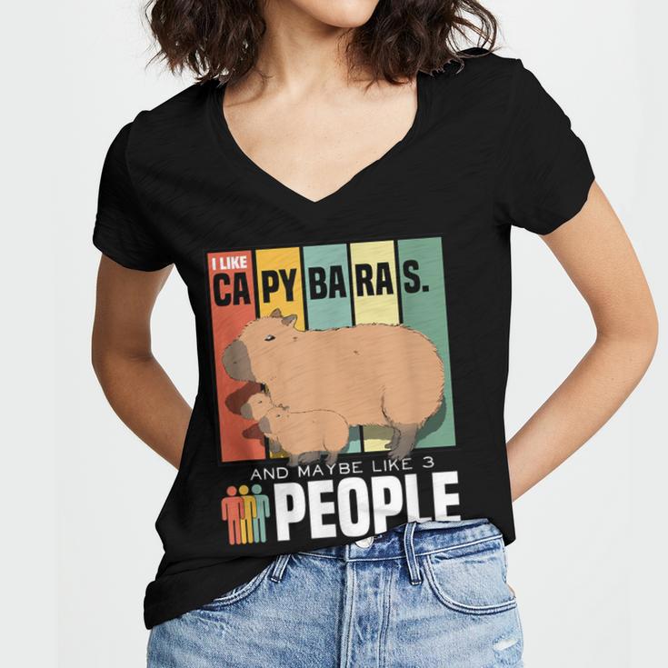 Introvert Capybara Rodent Animal Lover Antisocial Retro Women's Jersey Short Sleeve Deep V-Neck Tshirt Introvert Capybara Rodent Animal Lover Antisocial Retro Women's Jersey Short Sleeve Deep V-Neck Tshirt