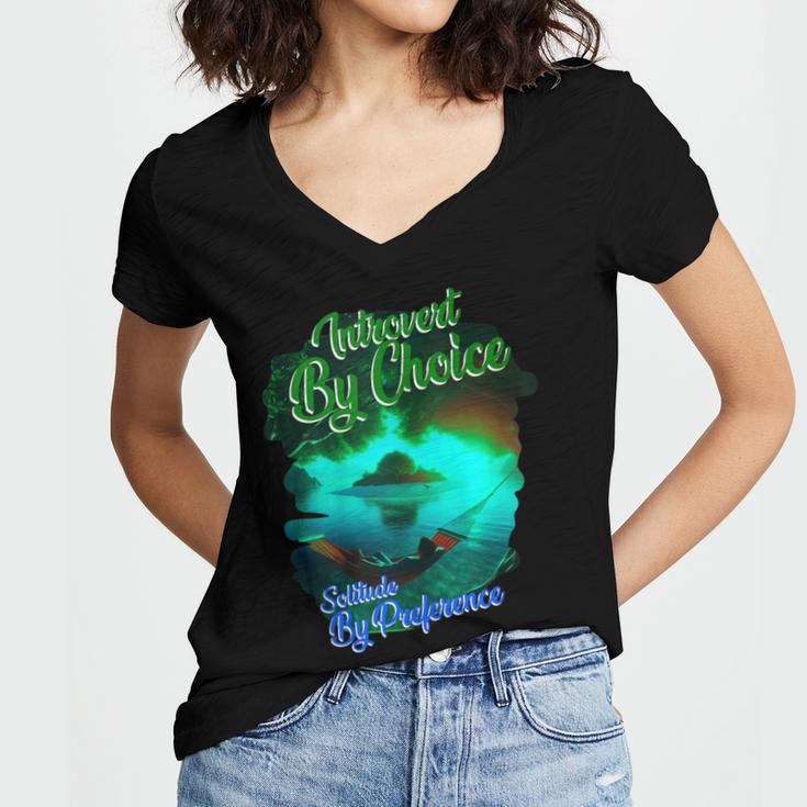 Introvert Choice Solitude By Preference Women's Jersey Short Sleeve Deep V-Neck Tshirt Introvert Choice Solitude By Preference Women's Jersey Short Sleeve Deep V-Neck Tshirt