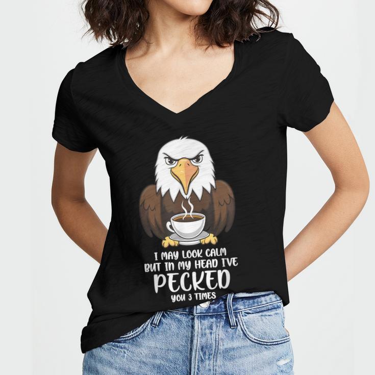 Introvert Eagle And Coffee Lovers Women's Jersey Short Sleeve Deep V-Neck Tshirt Introvert Eagle And Coffee Lovers Women's Jersey Short Sleeve Deep V-Neck Tshirt