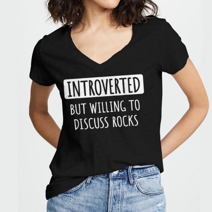 Introvert Introverted But Willing To Discuss Rocks Women's Jersey Short Sleeve Deep V-Neck Tshirt Introvert Introverted But Willing To Discuss Rocks Women's Jersey Short Sleeve Deep V-Neck Tshirt
