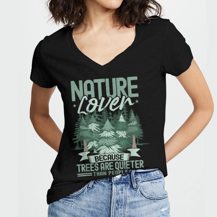 Introvert Nature Lover Introverted Forest Lover & Tree Women's Jersey Short Sleeve Deep V-Neck Tshirt