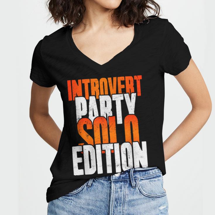 Introvert Party Solo Edition Sarcastic People Hater Women's Jersey Short Sleeve Deep V-Neck Tshirt Introvert Party Solo Edition Sarcastic People Hater Women's Jersey Short Sleeve Deep V-Neck Tshirt