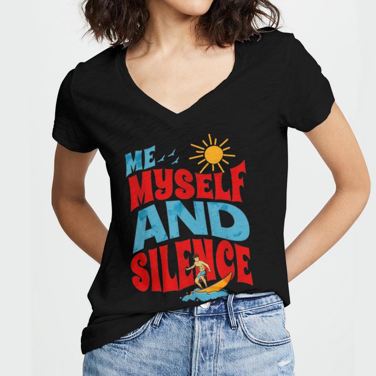 Introvert Relaxation Me Myself And Silence Summer Vacation For Men Women Women's Jersey Short Sleeve Deep V-Neck Tshirt Introvert Relaxation Me Myself And Silence Summer Vacation For Men Women Women's Jersey Short Sleeve Deep V-Neck Tshirt