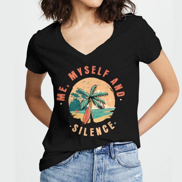 Introvert Relaxation Me Myself And Silence Summer Vacation Men Women Women's Jersey Short Sleeve Deep V-Neck Tshirt Introvert Relaxation Me Myself And Silence Summer Vacation Men Women Women's Jersey Short Sleeve Deep V-Neck Tshirt
