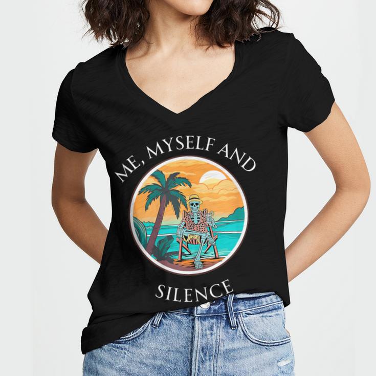 Introvert Relaxation Me Myself And Silence Summer Vacation Women's Jersey Short Sleeve Deep V-Neck Tshirt Introvert Relaxation Me Myself And Silence Summer Vacation Women's Jersey Short Sleeve Deep V-Neck Tshirt