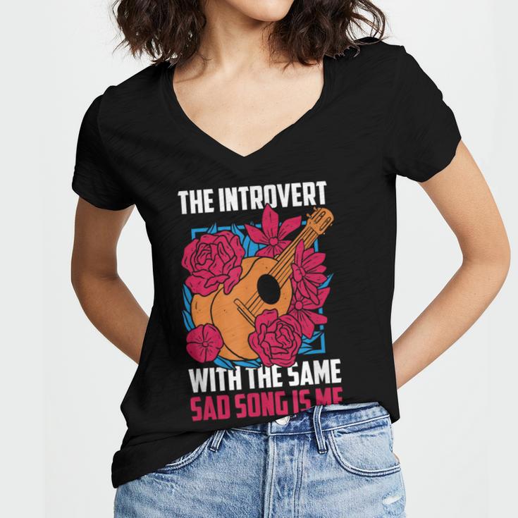 Introvert Singers Singing Sad Song Classical Music Lovers Women's Jersey Short Sleeve Deep V-Neck Tshirt Introvert Singers Singing Sad Song Classical Music Lovers Women's Jersey Short Sleeve Deep V-Neck Tshirt