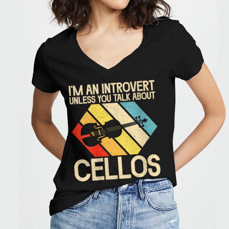 Im An Introvert Unless You Talk About Cellos Women's Jersey Short Sleeve Deep V-Neck Tshirt Im An Introvert Unless You Talk About Cellos Women's Jersey Short Sleeve Deep V-Neck Tshirt