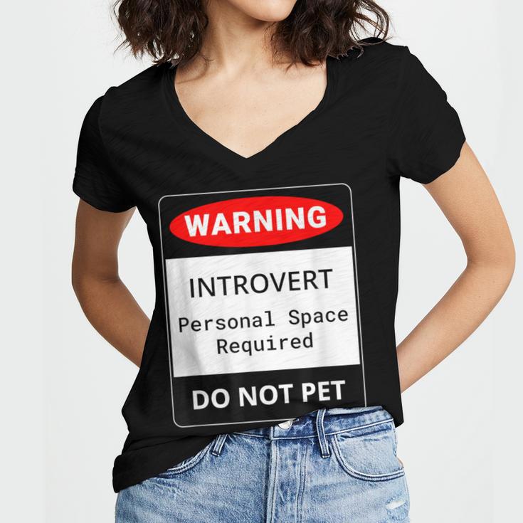 Introvert Warning Danger Do Not Pet Disturb Anti-Social Women's Jersey Short Sleeve Deep V-Neck Tshirt Introvert Warning Danger Do Not Pet Disturb Anti-Social Women's Jersey Short Sleeve Deep V-Neck Tshirt