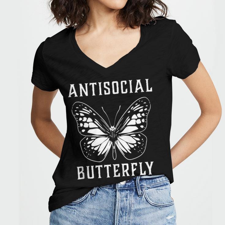 Introverted Introvert Antisocial Butterfly Women's Jersey Short Sleeve Deep V-Neck Tshirt Introverted Introvert Antisocial Butterfly Women's Jersey Short Sleeve Deep V-Neck Tshirt