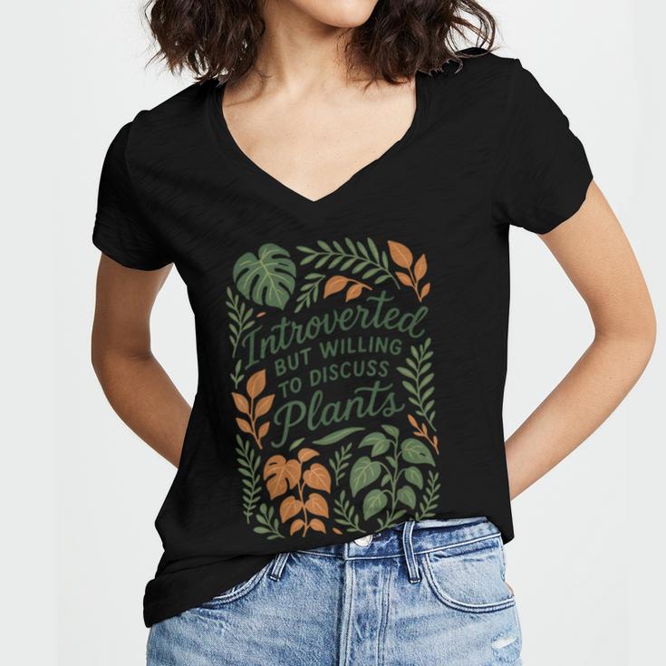 Introverted But Willing To Discuss Plants Botanical Women's Jersey Short Sleeve Deep V-Neck Tshirt Introverted But Willing To Discuss Plants Botanical Women's Jersey Short Sleeve Deep V-Neck Tshirt
