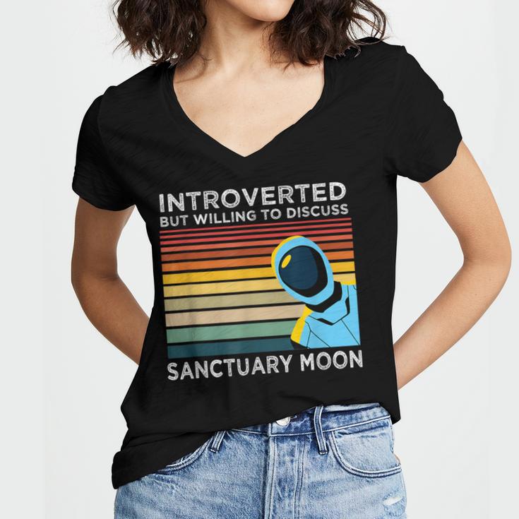 Introverted But Willing To Discuss Sanctuary Moon Women's Jersey Short Sleeve Deep V-Neck Tshirt Introverted But Willing To Discuss Sanctuary Moon Women's Jersey Short Sleeve Deep V-Neck Tshirt