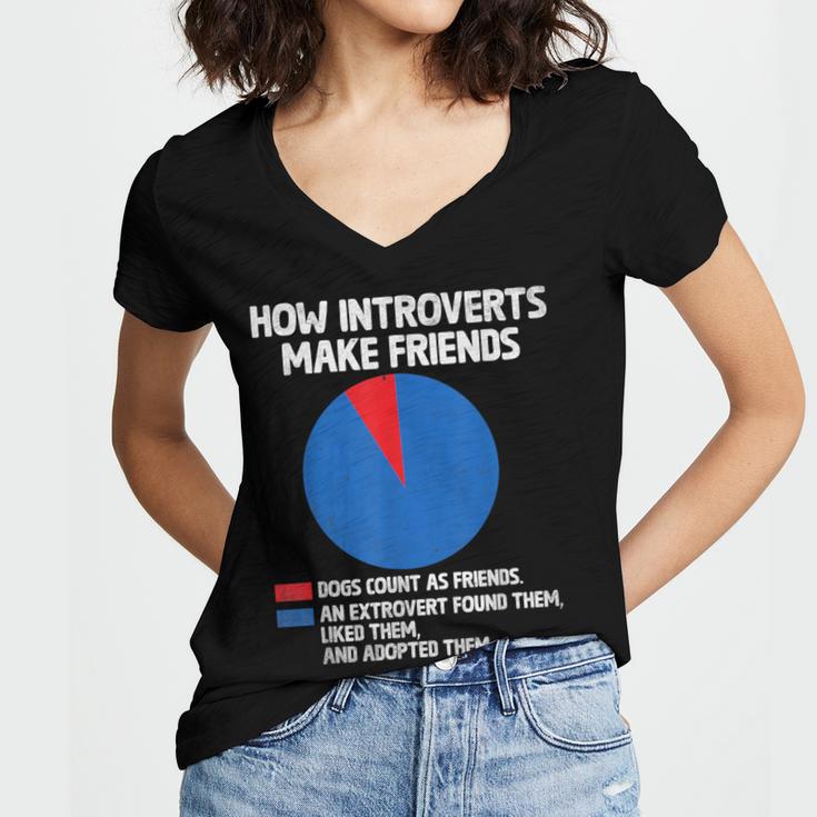 How Introverts Make Friends Sayings For Introverts Women's Jersey Short Sleeve Deep V-Neck Tshirt