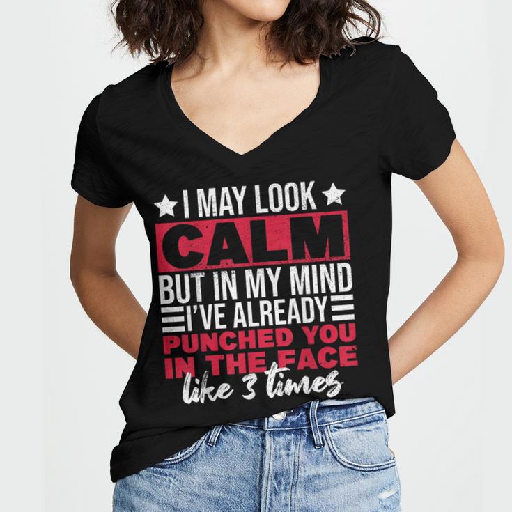 Introverts I May Look Calm But In My Head Women's Jersey Short Sleeve Deep V-Neck Tshirt Introverts I May Look Calm But In My Head Women's Jersey Short Sleeve Deep V-Neck Tshirt