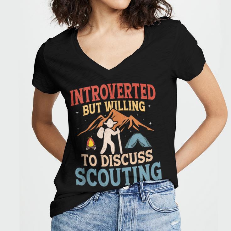 Introvert's Scouting Passion Women's Jersey Short Sleeve Deep V-Neck Tshirt Introvert's Scouting Passion Women's Jersey Short Sleeve Deep V-Neck Tshirt