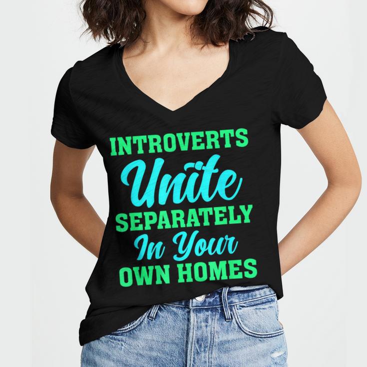 Introverts Unite Introvert Antisocial Sarcasm Anti Social Women's Jersey Short Sleeve Deep V-Neck Tshirt