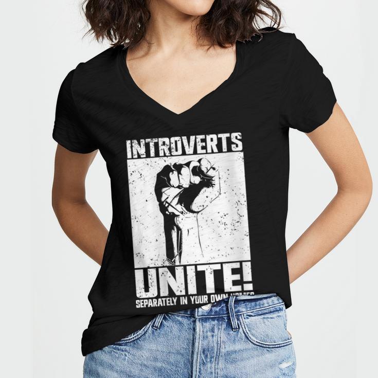 Introverts Unite Separately In Your Own Homes Introvert Women's Jersey Short Sleeve Deep V-Neck Tshirt Introverts Unite Separately In Your Own Homes Introvert Women's Jersey Short Sleeve Deep V-Neck Tshirt