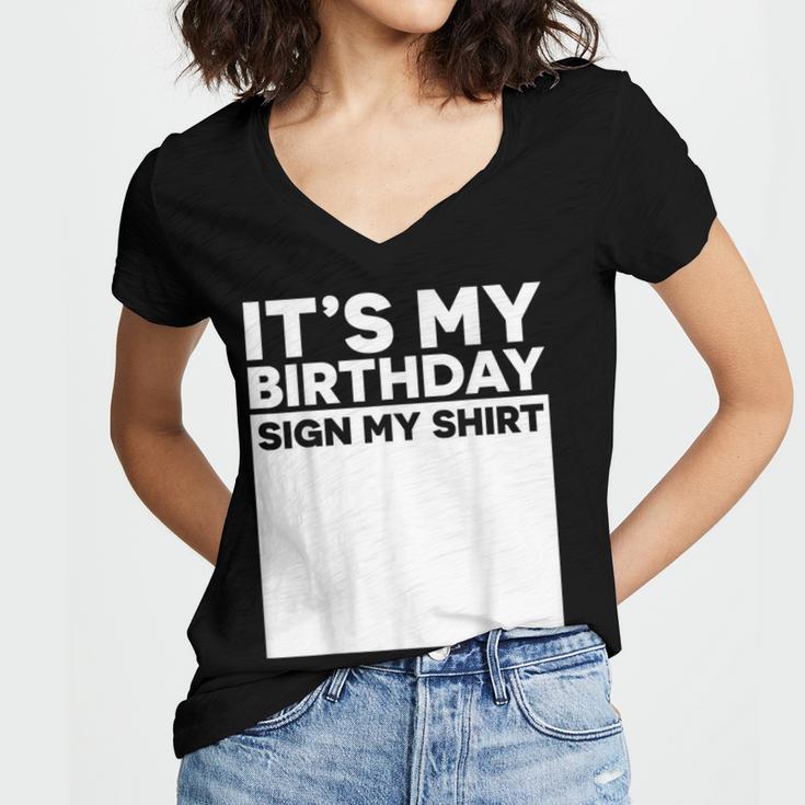 It's My Birthday Sign Boy Men Decoration Guestbook Women's Jersey Short Sleeve Deep V-Neck Tshirt