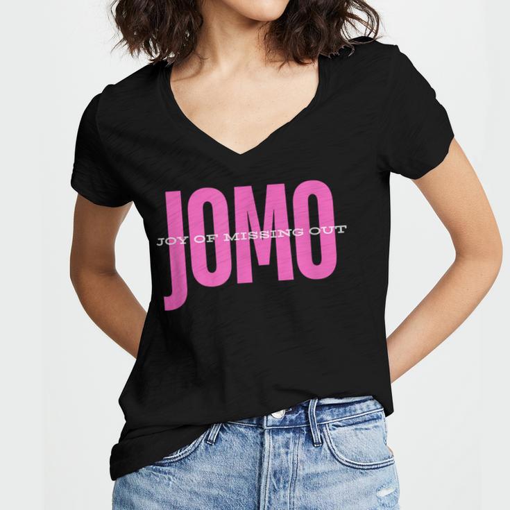 JOMO Joy Of Missing Out For The Introvert Women's Jersey Short Sleeve Deep V-Neck Tshirt JOMO Joy Of Missing Out For The Introvert Women's Jersey Short Sleeve Deep V-Neck Tshirt