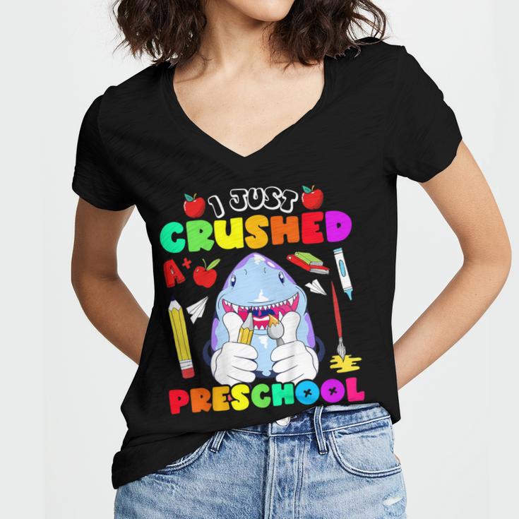 I Just Crushed Preschool Pre-K Preschoolers Graduation Women's Jersey Short Sleeve Deep V-Neck Tshirt