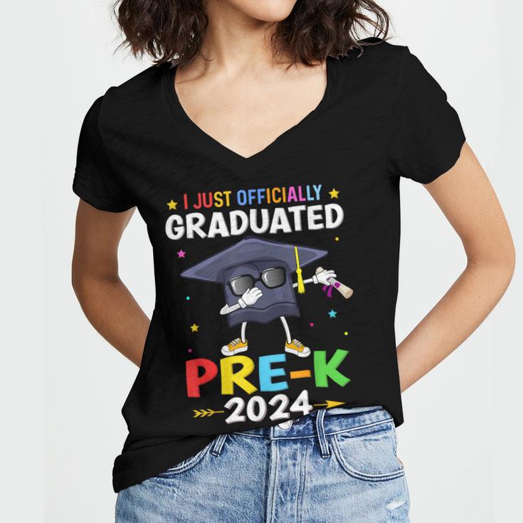 I Just Officially Graduated Pre k Graduation 2024 Pre-K Kids Women's Jersey Short Sleeve Deep V-Neck Tshirt