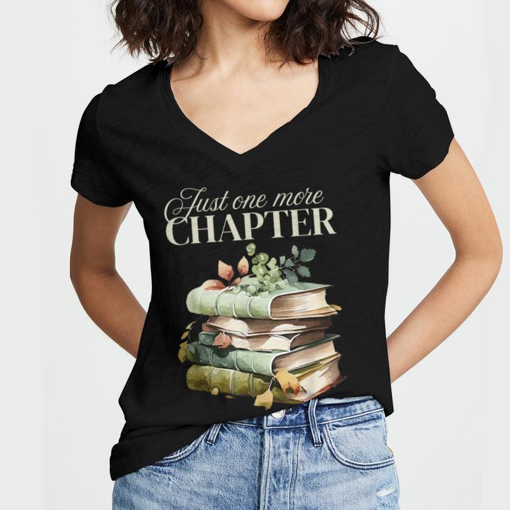 Just One More Chapter Book Lover Women's Jersey Short Sleeve Deep V-Neck Tshirt