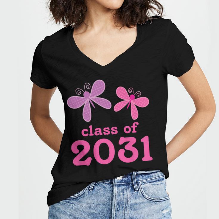 Kids Class Of 2031 Kindergarten Girls Graduation T-Shirt Women's Jersey Short Sleeve Deep V-Neck Tshirt