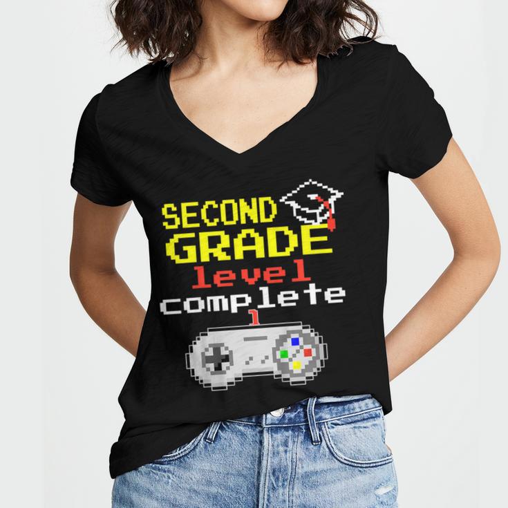 Kids Second Grade Graduation Video Game Shirt Women's Jersey Short Sleeve Deep V-Neck Tshirt