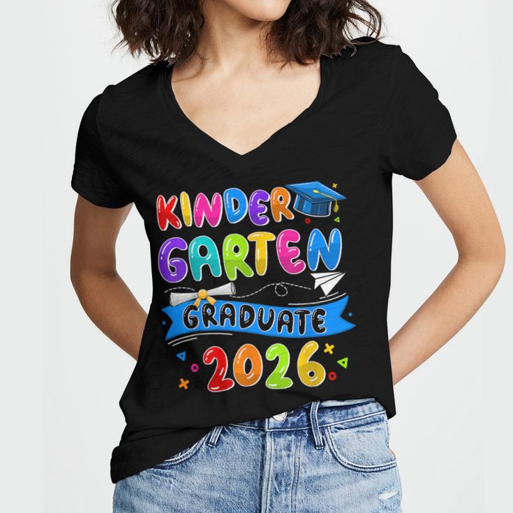 Kindergarten Graduate Kindergarten Class Of 2026 Graduation Women's Jersey Short Sleeve Deep V-Neck Tshirt