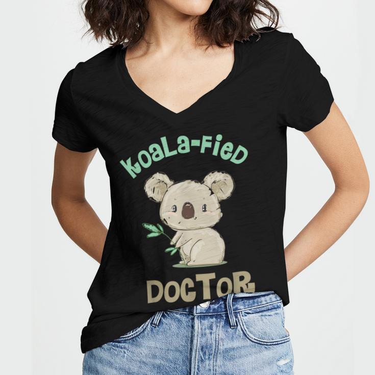 Koala Doctor Shirt Med Student Graduation Idea Women's Jersey Short Sleeve Deep V-Neck Tshirt