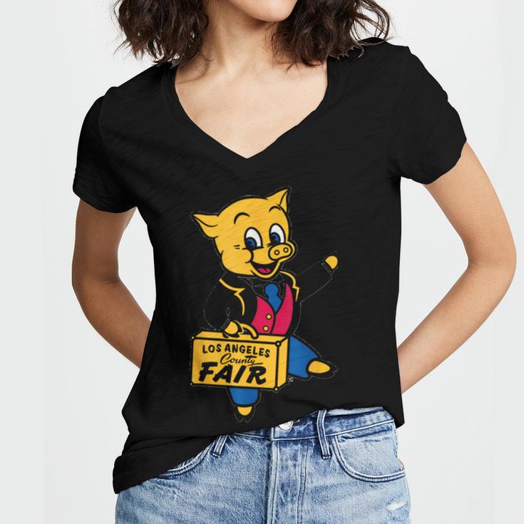 LA Fair Los Angeles County Vintage Nostalgia Women's Jersey Short Sleeve Deep V-Neck Tshirt