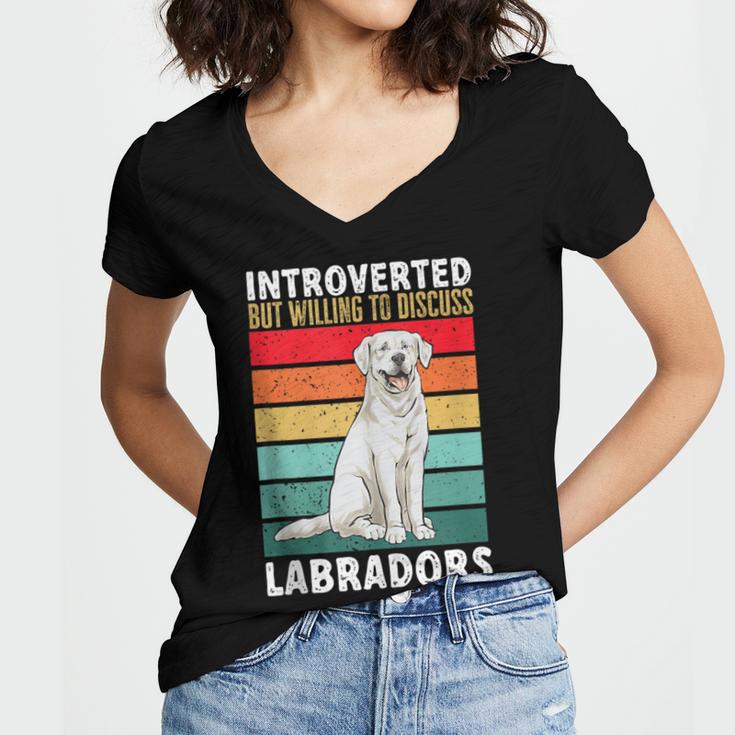 Labrador Retriever Introvert White Lab Women's Jersey Short Sleeve Deep V-Neck Tshirt Labrador Retriever Introvert White Lab Women's Jersey Short Sleeve Deep V-Neck Tshirt