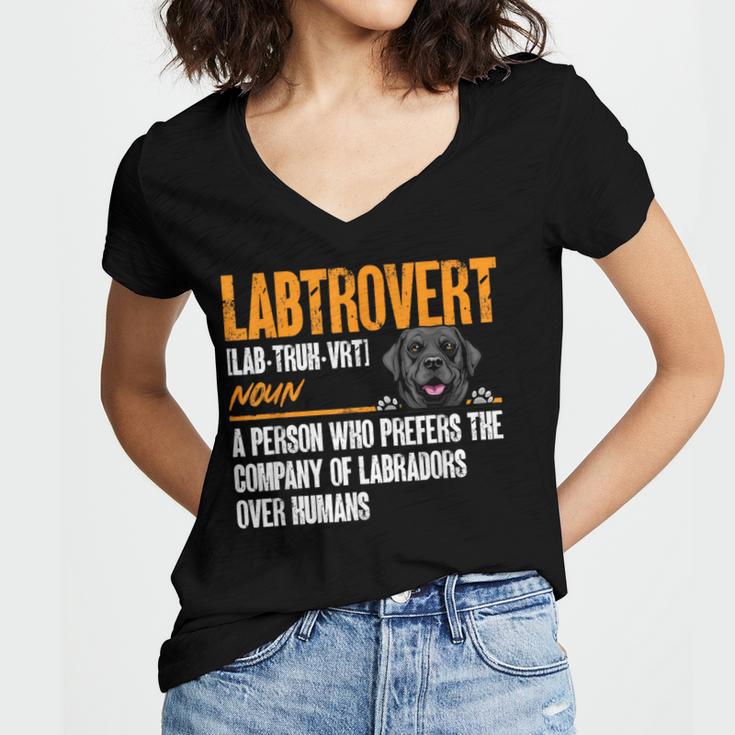 Labrador Retriever Labtrovert Definition Introvert Labrador Women's Jersey Short Sleeve Deep V-Neck Tshirt