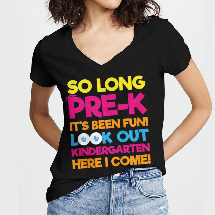 Last Day Pre-K Kindergarten Here I Come Graduation T-Shirt Women's Jersey Short Sleeve Deep V-Neck Tshirt