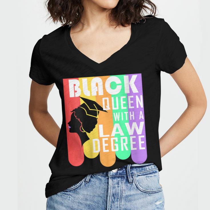 Law School Graduation Queen New Lawyer Attorney Grad Women's Jersey Short Sleeve Deep V-Neck Tshirt