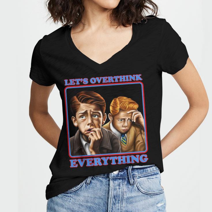 Let's Overthink Everything Shirt Antisocial Introvert Women's Jersey Short Sleeve Deep V-Neck Tshirt